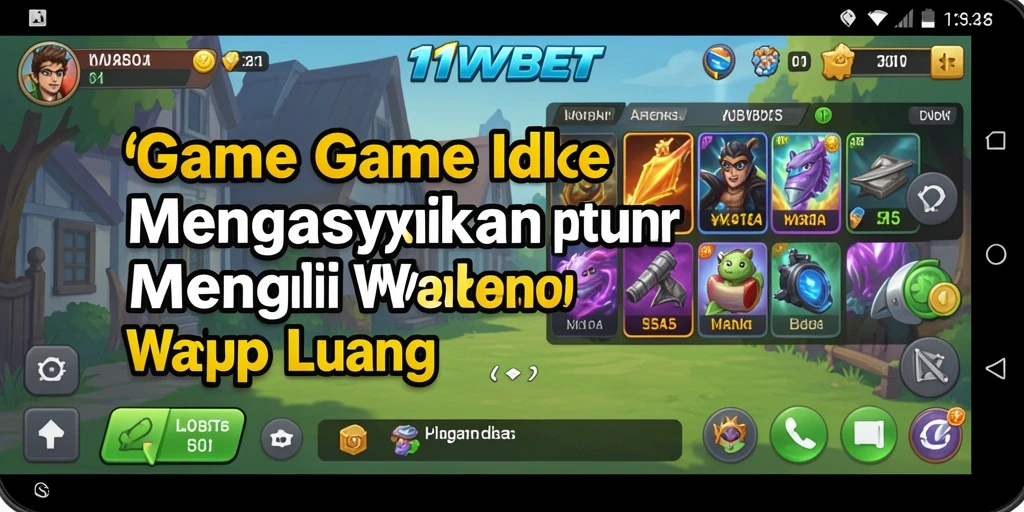 Screenshot gameplay 11WBET yang menunjukkan pengelolaan karakter idle.