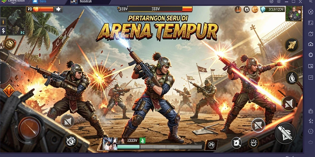 Tangkapan layar utama 333V menampilkan pertarungan seru antara dua karakter.