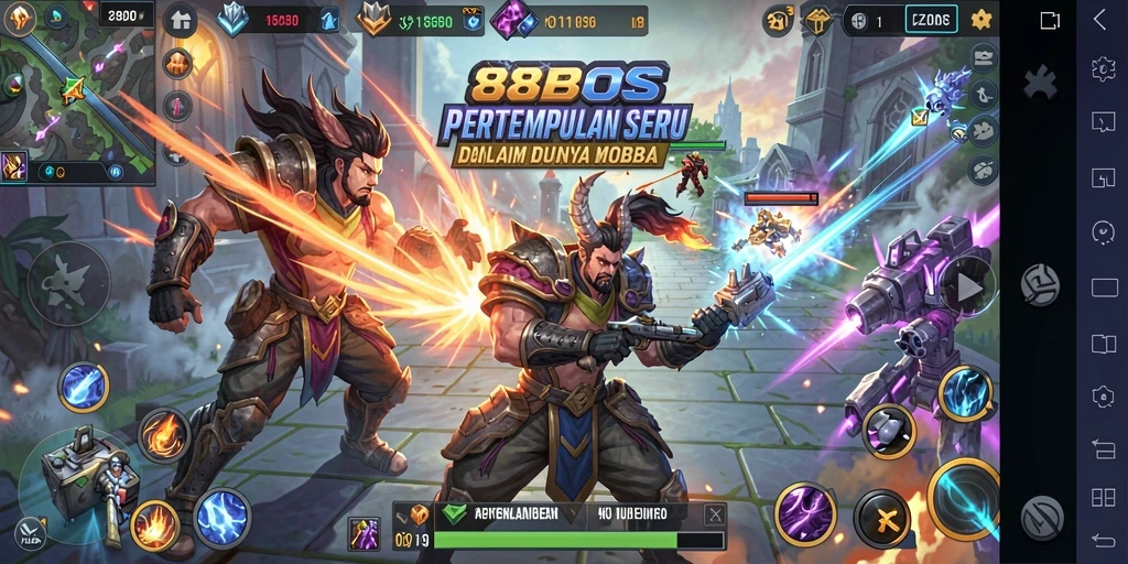 Tampilan aksi seru dalam gameplay 88BOS di arena.