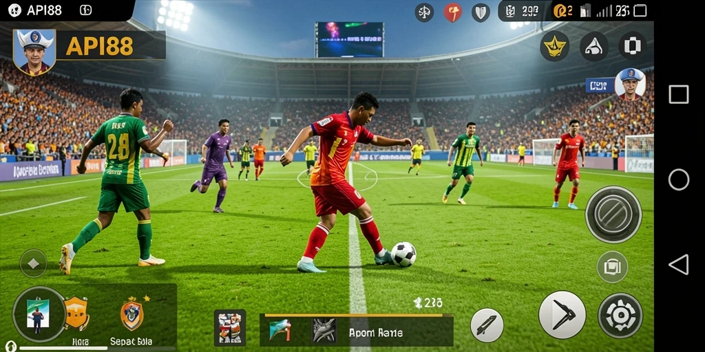 Tampilan menarik dari gameplay seru API88 dalam aksi sepak bola.