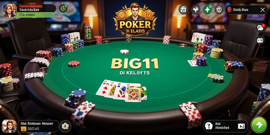 Tampilan seru gameplay Poker di BIG11 yang mendebarkan.