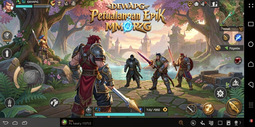 Tangkapan layar utama DEWAPG menampilkan aksi seru dalam dunia MMORPG.