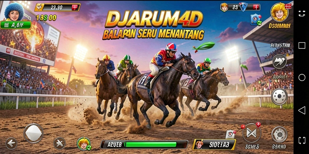 Tampilan gameplay DJARUM4D yang penuh aksi dalam balapan.