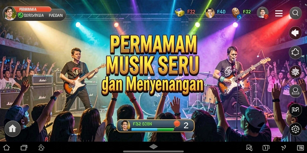 Tampilan seru gameplay F32 dengan lagu-lagu musik.