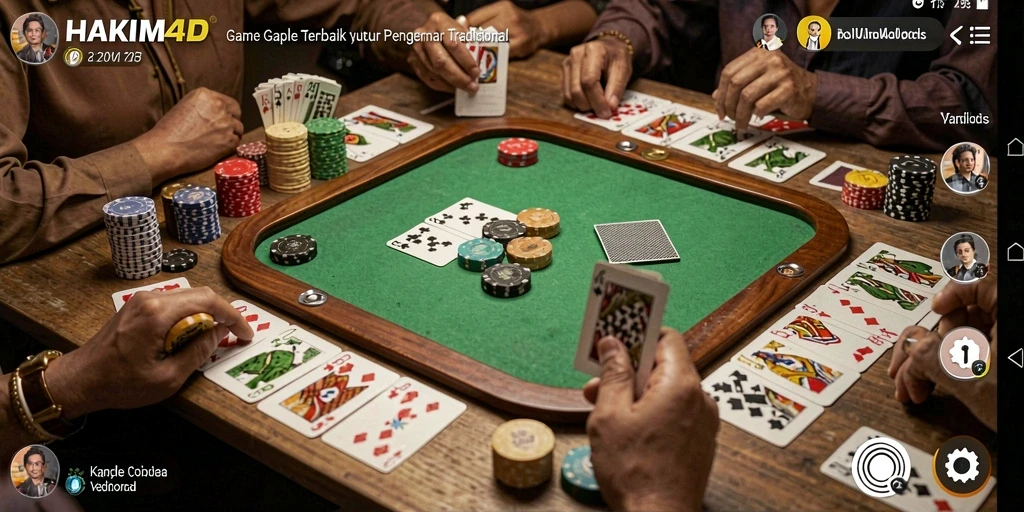 Tampilan menarik HAKIM4D dengan gameplay Gaple yang seru.
