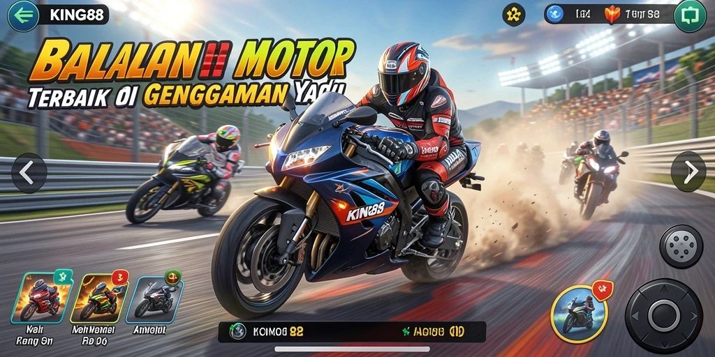 Gameplay mendebarkan dari KING88 dengan balapan motor yang seru.