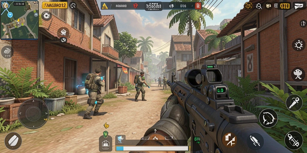 Tampilan gameplay menarik dari MASBRO12 saat bertempur di arena.