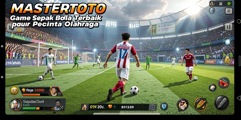 Screenshot MASTERTOTO menampilkan aksi mendebarkan di lapangan sepak bola.