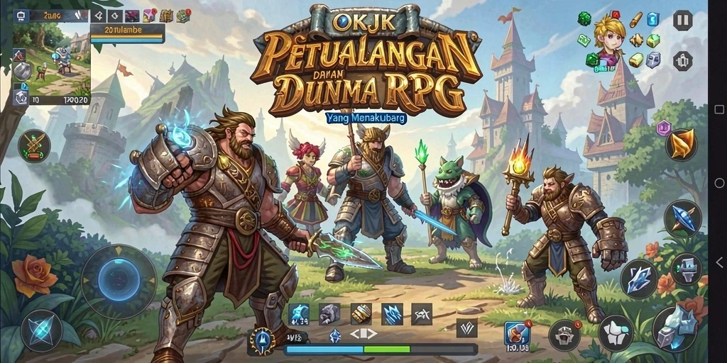 Tangkapan layar gameplay OKJK menunjukkan aksi RPG yang intens dan karakter yang menakjubkan.