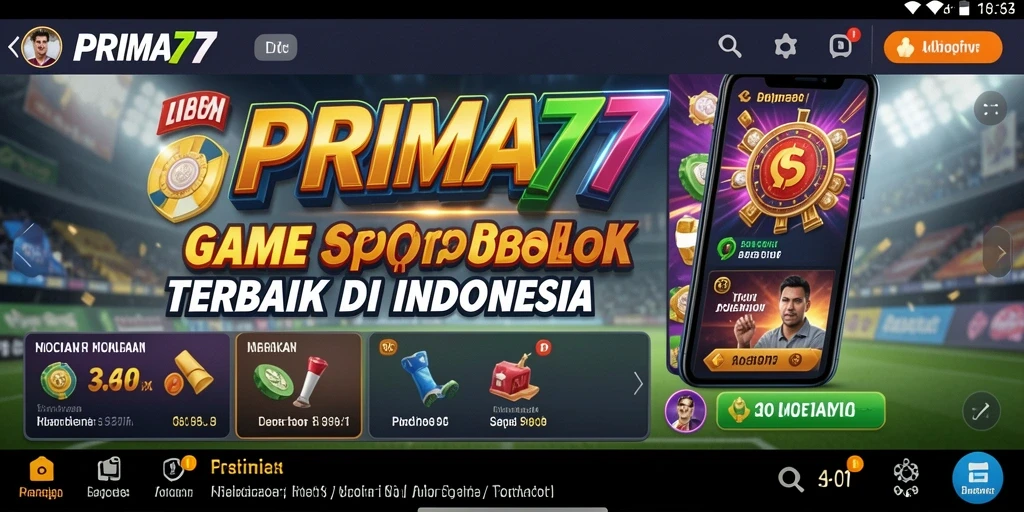 Tampilan utama PRIMA77 dengan berbagai pilihan taruhan olahraga.