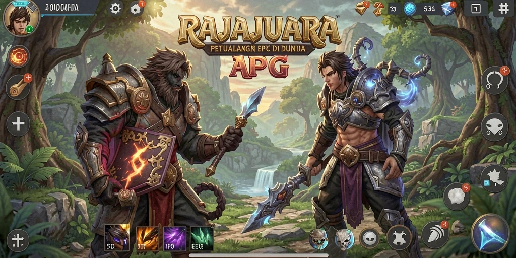 Tangkapan layar menunjukkan aksi mendebarkan dalam gameplay ARPG RAJAJUARA.