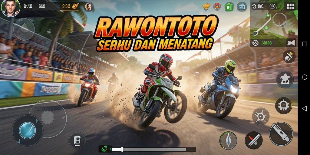Gameplay balapan motor yang seru dan mendebarkan.