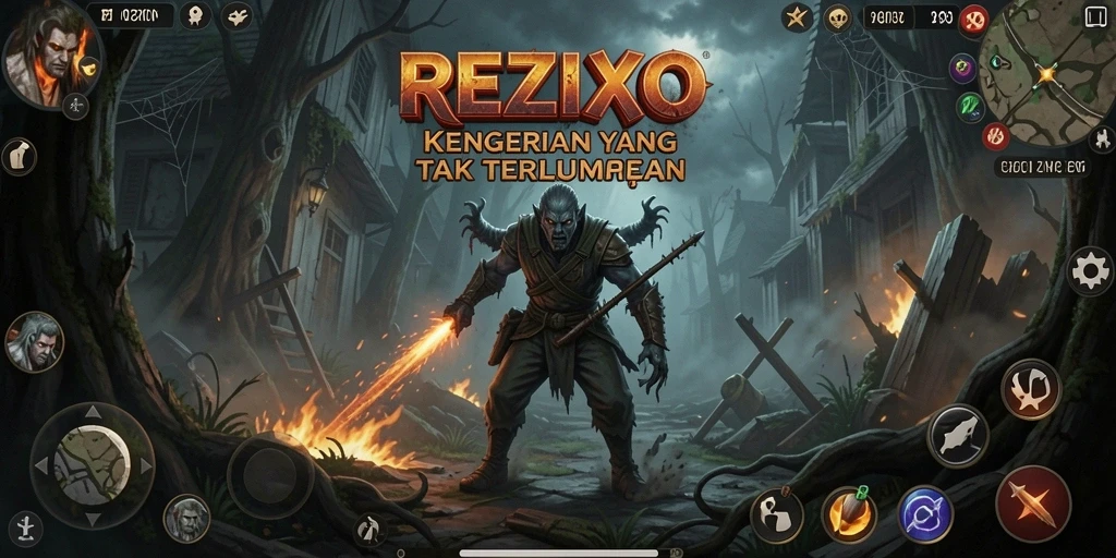Tampilan gameplay mencekam dari REZIXO yang menyoroti atmosfer horor.