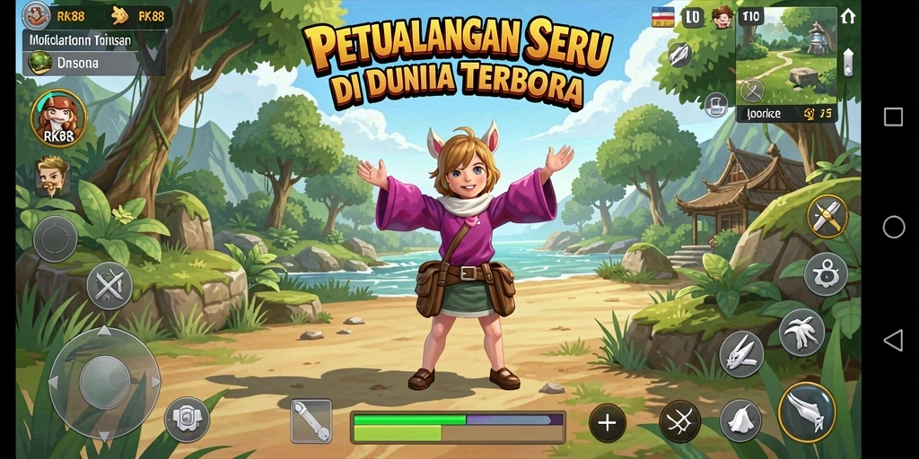 Gameplay RK88 dengan eksplorasi petualangan yang menarik.