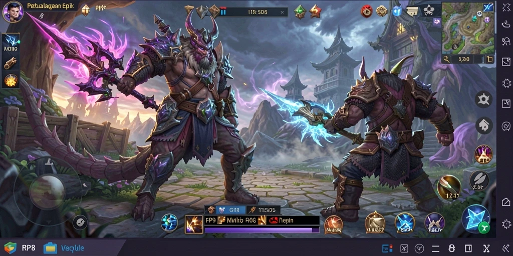 Gambaran langsung gameplay RP8 yang menampilkan aksi seru dalam dunia MMORPG.