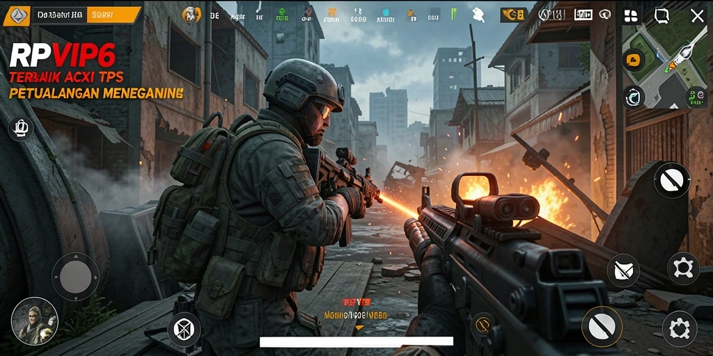 Screenshot gameplay RPVIP6 menampilkan aksi seru dalam pertempuran TPS.