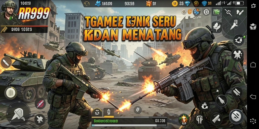 Screenshot gameplay RR999 menunjukkan aksi tempur yang intens dan menarik.