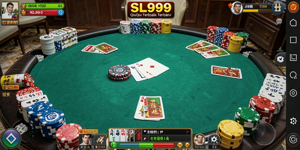 Screenshot utama SL999 menampilkan aksi permainan QiuQiu yang mendebarkan.